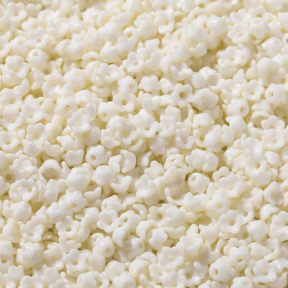 BBB 305 (i) White Tiny Bell Shiny  Bead ( 1 pack - 10 piece ) UV Plated Acrylic ( 6 mm )