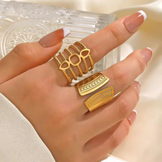 SJ 590 Ethnic Style Ring Adjustable - 18k Gold PVD plated stainless steel - Anti tarnish