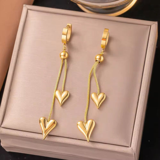 ESJ29A Amour Cascade Hearts 18k Gold PVD plated