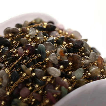 DIYS242 Natural stones Stainless steel chain - per feet - Anti tarnish