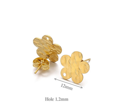 SS 1187 - Flower stud -18k gold PVD plated 316 stainless steel ( 2 pc ) Anti tarnish