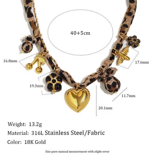 SJ 976 Fashion Fabric Charm Necklace  - Premium jewellery- 18k Gold PVD plated stainless steel - Anti tarnish