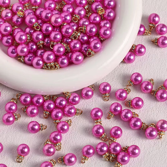 BBB 232 (i) Bright Pink Pearl Shiny Bead Drop charm ( 1 pc ) UV Plated Acrylic ( 15:10 mm )
