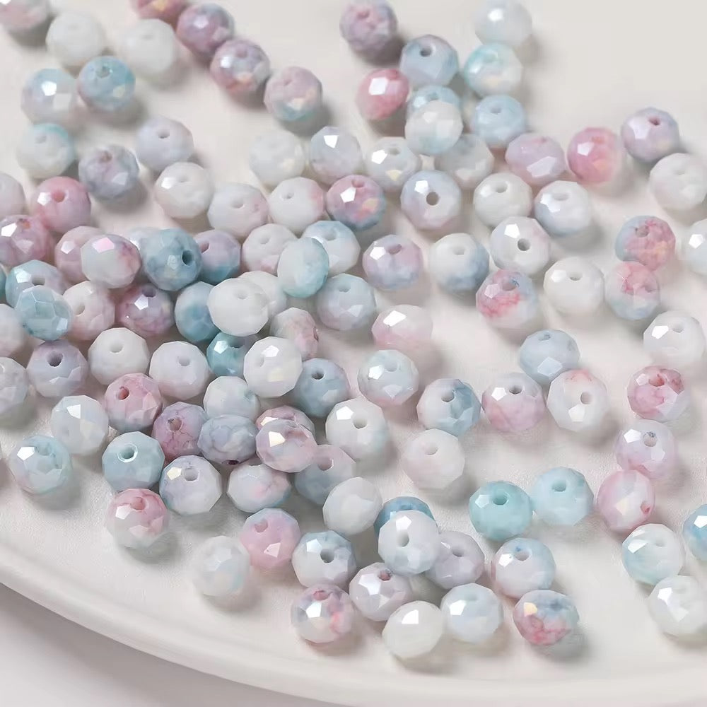 GB02A Round Faceted water-dyed glass bead ( 1 pc ) Lampwork Bead ( 8 mm )