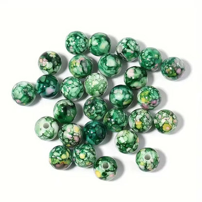 BBB 187 (g) Green Marble pattern Acrylic Bead ( 1 pc ) ( 8 mm )