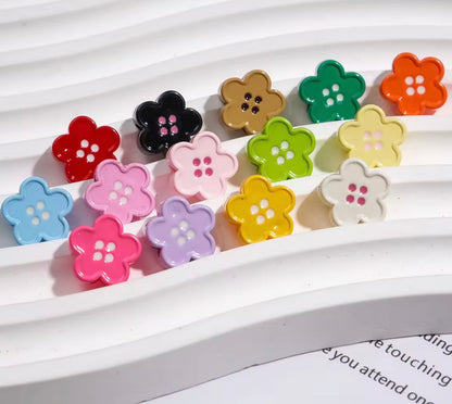 BBB 329 (k) Bright Orange Floral Button Shiny Bead ( 1 pc ) UV Plated Acrylic ( 12 mm )