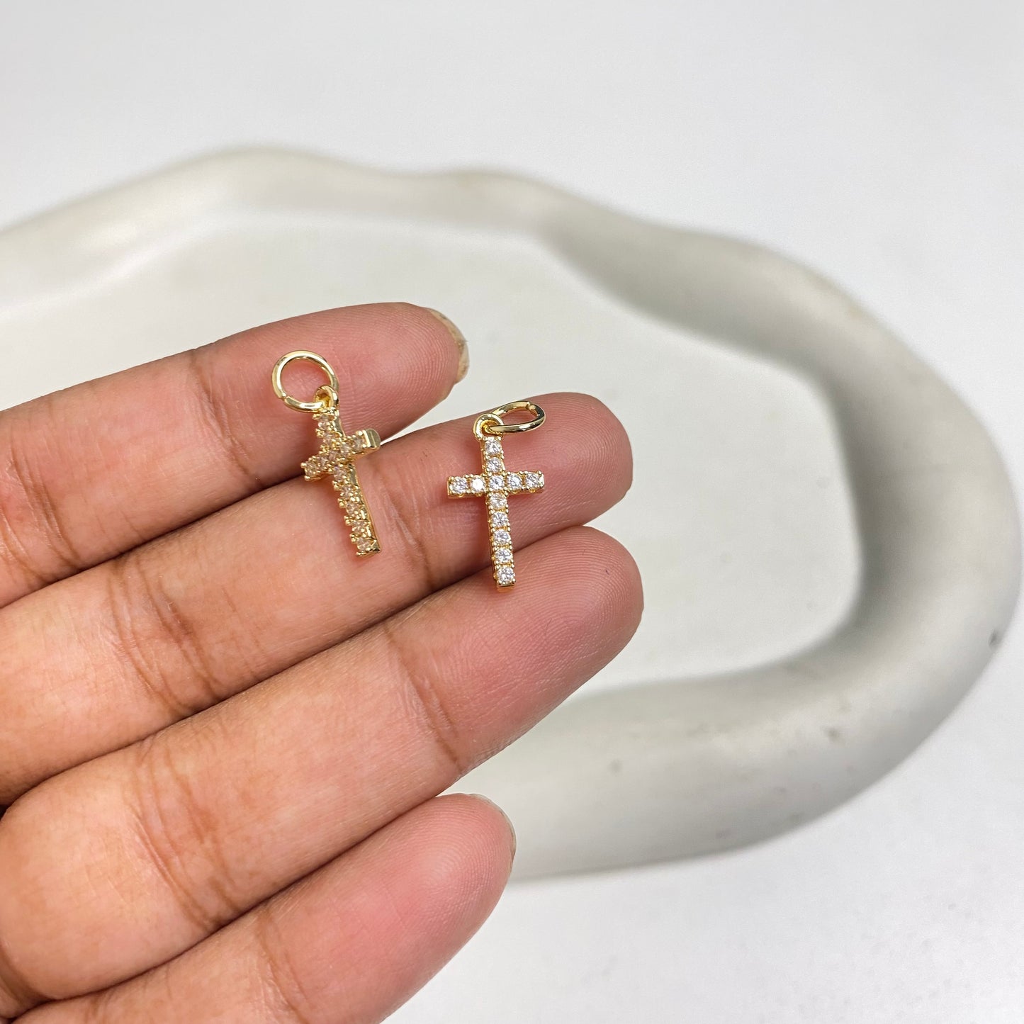 SS 1131 Cross Zircon Charm 14k Gold plated ( 1 pc ) Anti tarnish ( 11:5 mm )