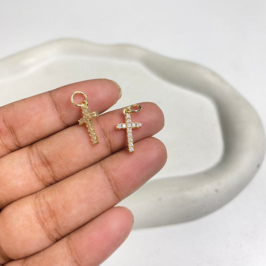 SS 1131 Cross Zircon Charm 14k Gold plated ( 1 pc ) Anti tarnish ( 11:5 mm )