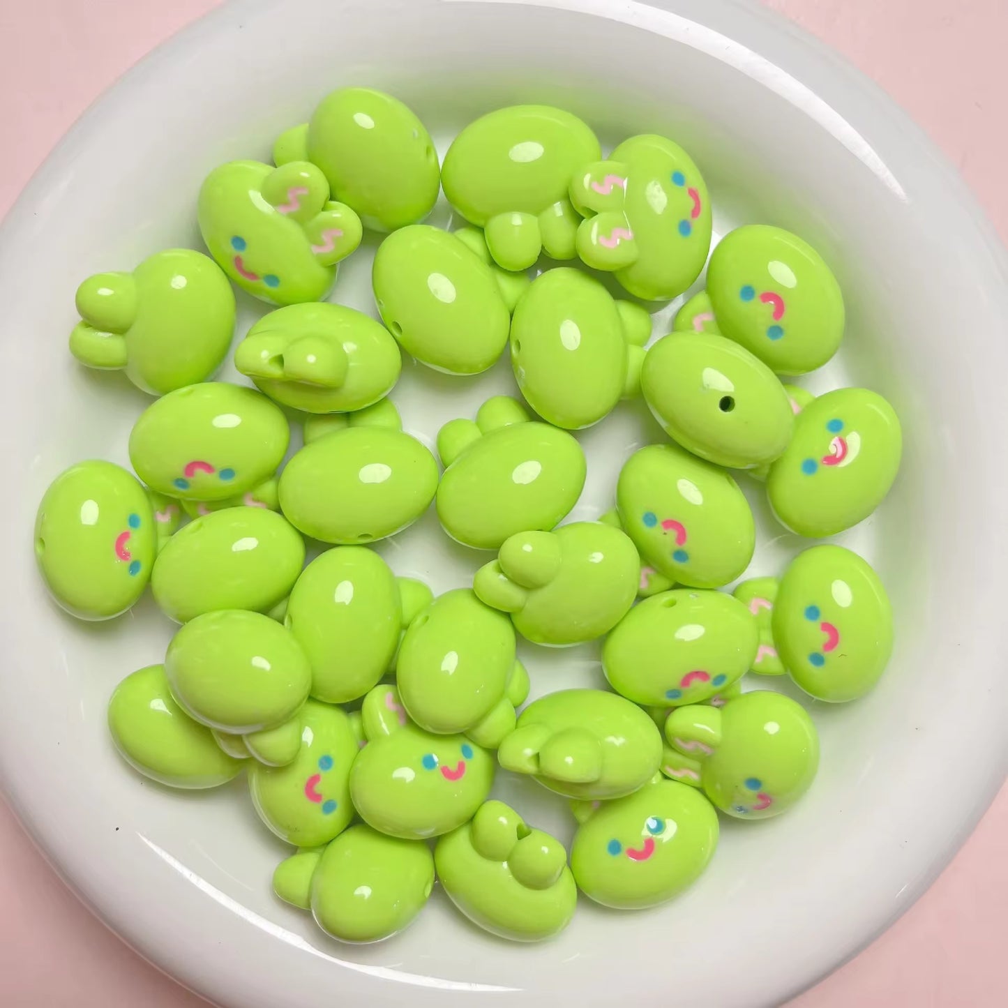 BBB 062 (m) Neon Green Cartoon Rabbit  Acrylic bead ( 1 pc )
