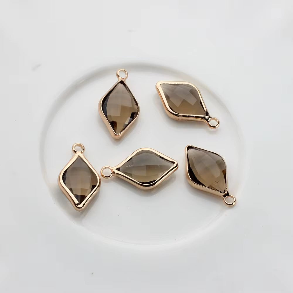 BBB 142 (j) Olive Green Diamond zircon charm ( 1 pc ) Anti tarnish ( 17:9 mm )