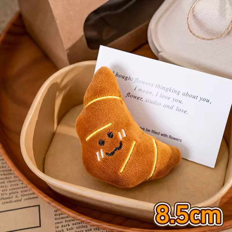 PK 31 Croissant Cute Food 3D Plush Toy Keychain ( 1 pc ) Imported Premium Quality