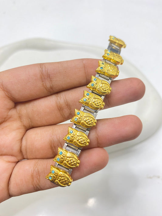 IC 14 Owl italian charm bracelet - stainless steel ( 1 pc ) Anti tarnish
