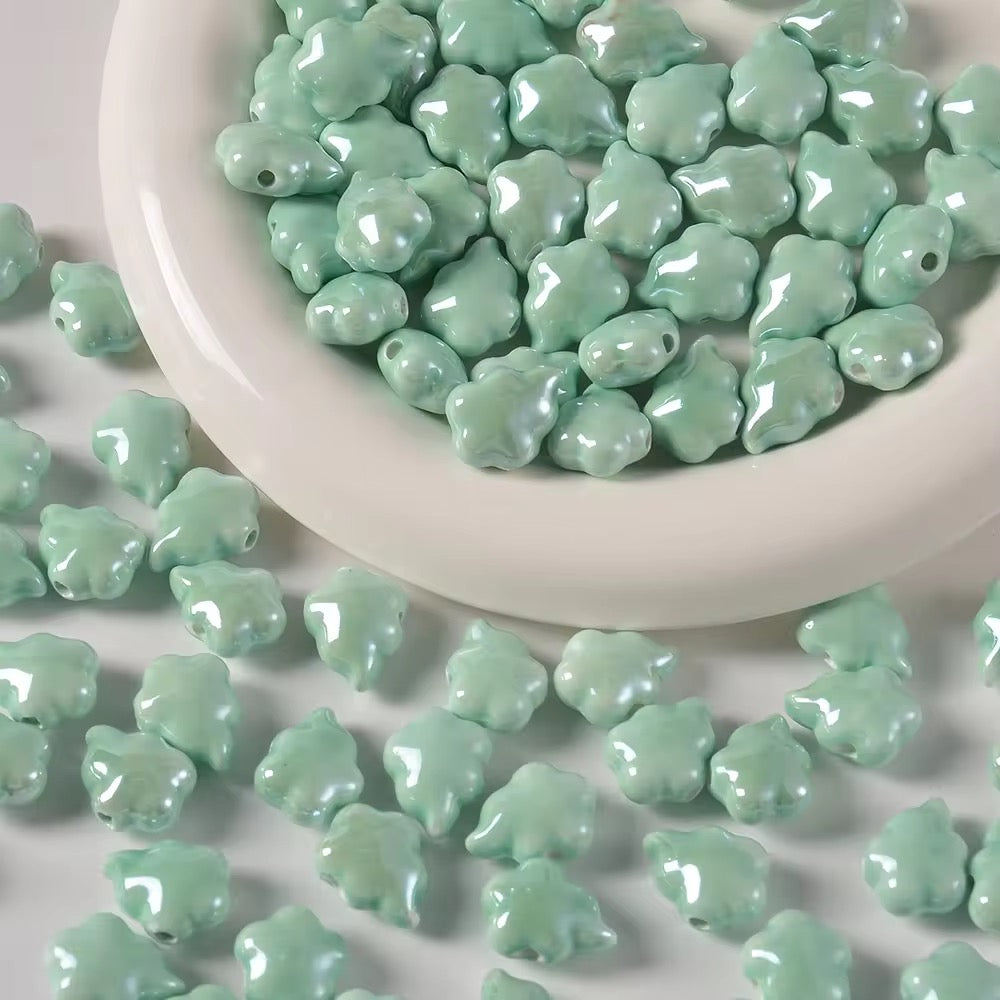 BBB 322 (g) Pastel Green Cloud Iridescent Ceramic Bead ( 1 pc ) Porcelian Ceramic ( 13:18 mm )