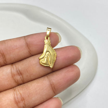 SC02K Hand holding heart  316 Stainless steel charm with pendant bail ( 1 pc ) Anti tarnish