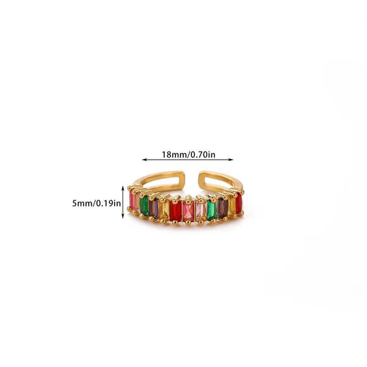 RSJ31D Multi color  zircon ring - 18K Gold PVD plated