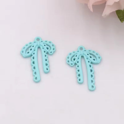 BBB 342 (j) Light Blue Bow Spray painted Charm ( 1 pc ) High Quality Alloy ( 28:20 mm )