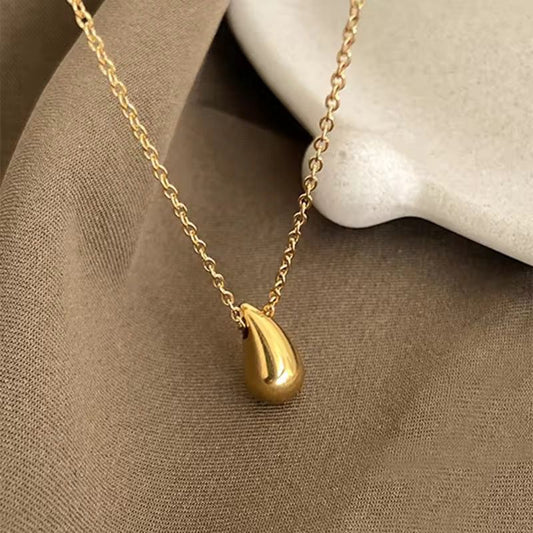 SJ 643 - Water Drop Shape Modern Necklace - 18k Gold PVD plated stainless steel - Anti tarnish