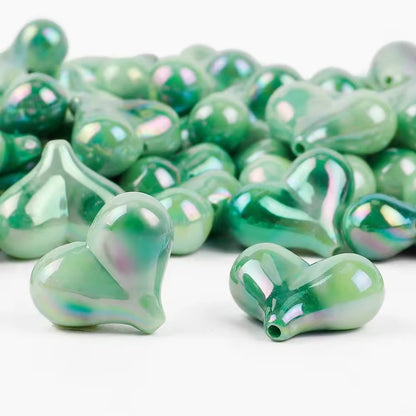 BBB 127 (b) Green Heart UV Plated Acrylic Bead ( 1 pc ) ( 18:20 mm )