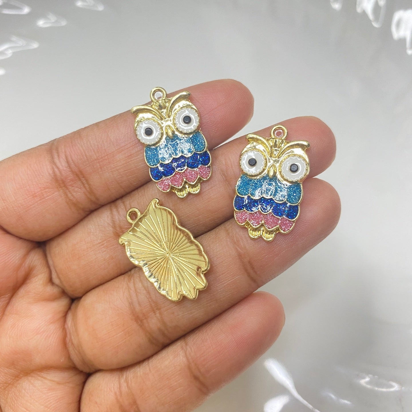 SS  810 Enamel owl charm ( 1 pc )