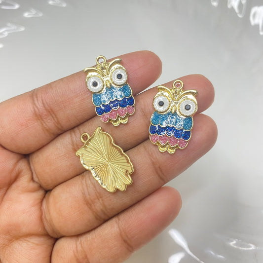 SS  810 Enamel owl charm ( 1 pc )