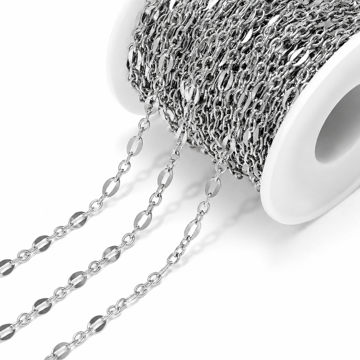 DIYS162 Lip link Chain ( 1 feet ) Silver PVD