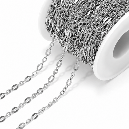 DIYS162 Lip link Chain ( 1 feet ) Silver PVD