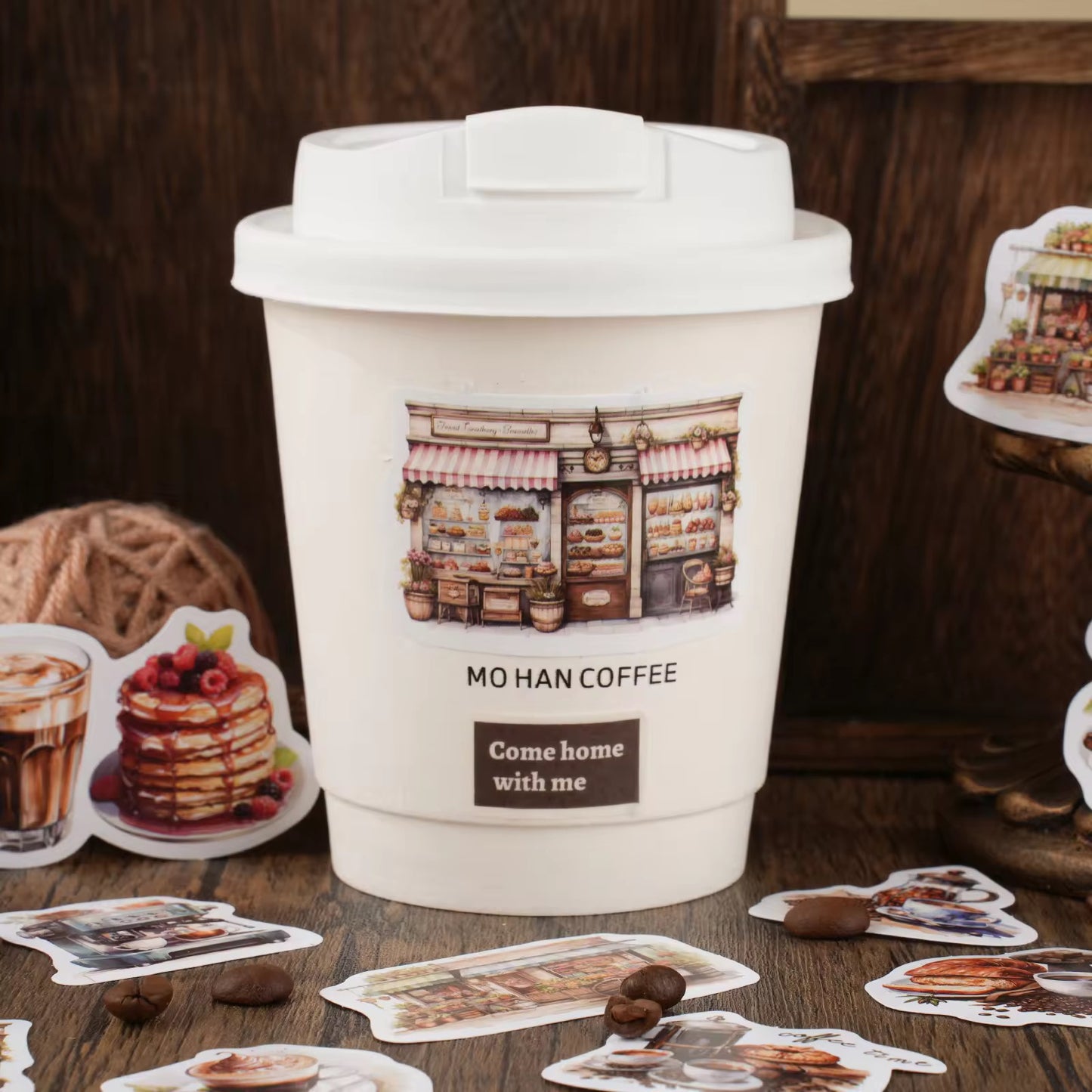 Peninsula Cafe Coffee Theme Waterproof UV Resistant sticker ( 1 pack - 30 piece )