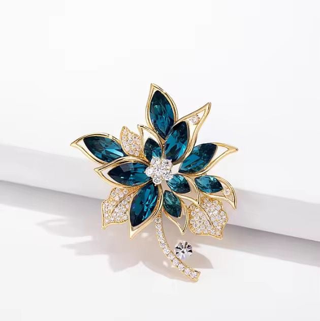 BR 19 luxury floral zircon brooch ( 1 pc ) Tarnish Resistant