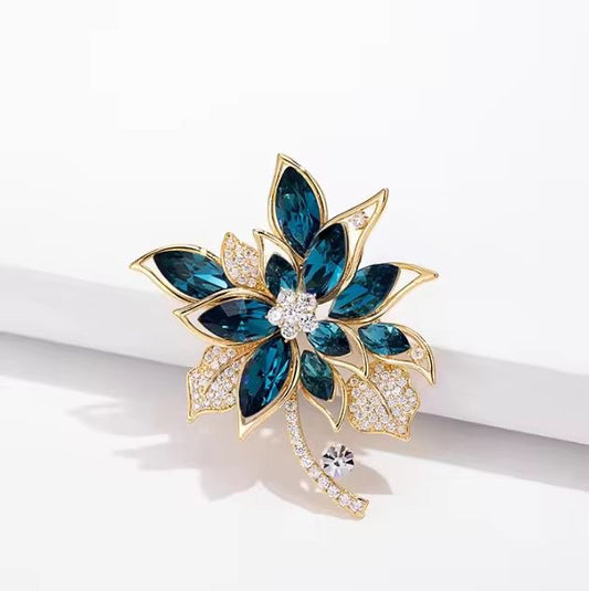 BR 19 luxury floral zircon brooch ( 1 pc ) Tarnish Resistant