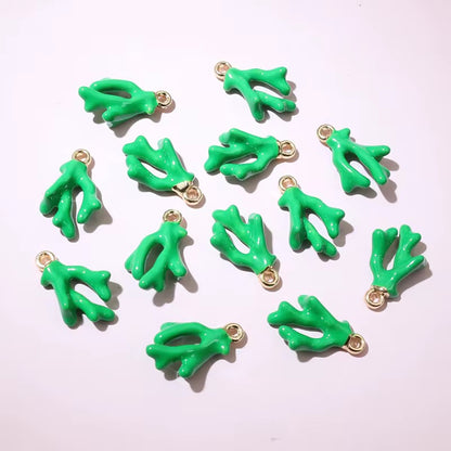 BBB 229 (b) Green Coral Branch 3D enamel charm ( 1 pc ) Tarnish Resistant ( 16:10:5 mm )
