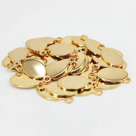 SS 1011 - Oval shaped gold plated Stainless steel stamping blank ( 1 pc ) Anti tarnish