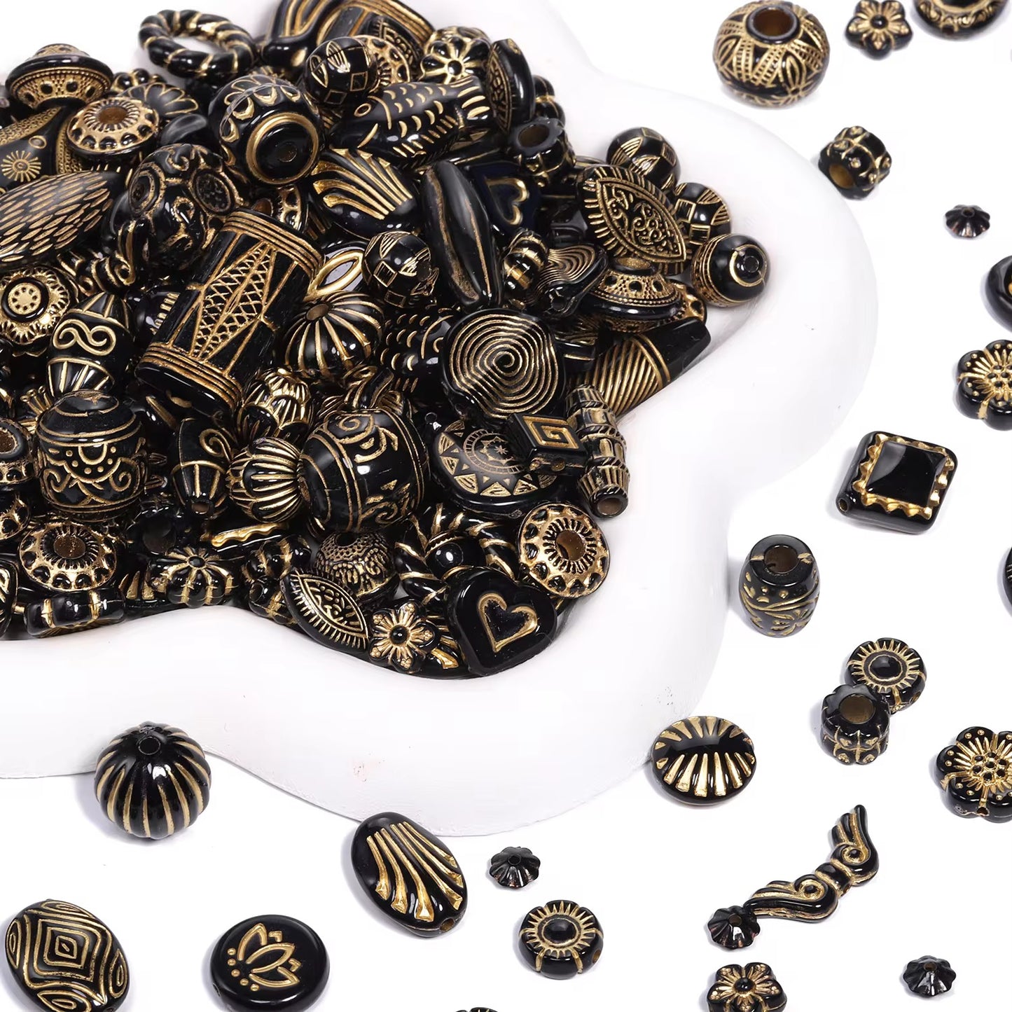 BBB 433 Vintage Czech Baroque Czech Acrylic beads ( 10 gram ) UV Gold plating