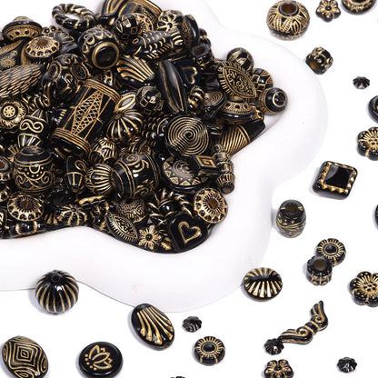 BBB 433 Vintage Czech Baroque Czech Acrylic beads ( 10 gram ) UV Gold plating