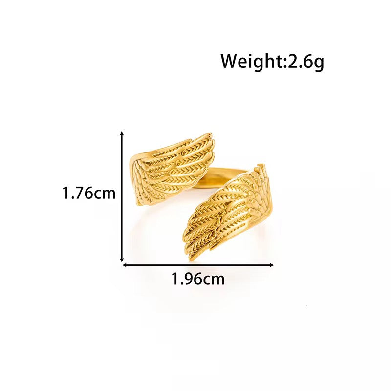 SJ 436 Wings Ring Adjustable - 18k Gold PVD plated stainless steel - Anti tarnish - Wholesale