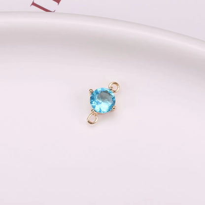 BBB 202 (H) Light blue CZ connector 14k gold plated ( 1 pc ) Anti tarnish
