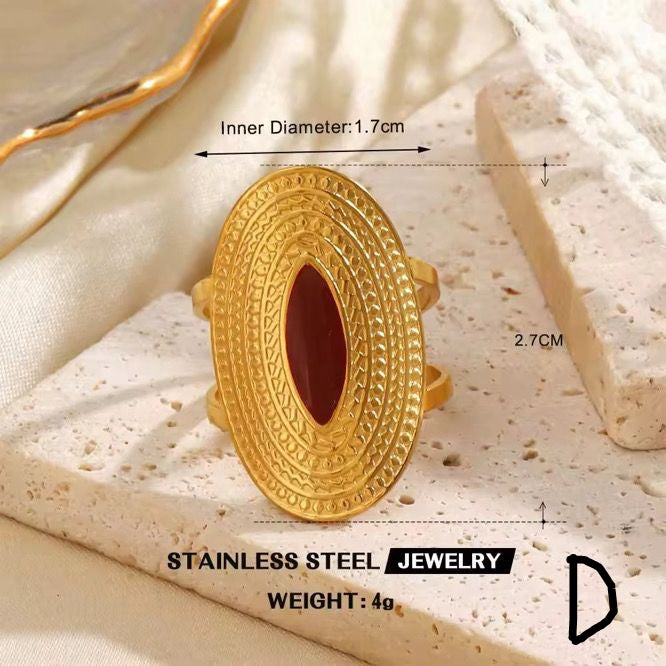 RSJ15B ENAMEL rings -  18k Gold PVD plated 316 stainless steel - Anti tarnish