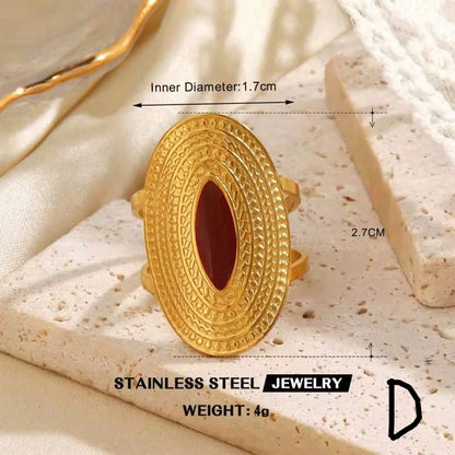 RSJ15B ENAMEL rings -  18k Gold PVD plated 316 stainless steel - Anti tarnish