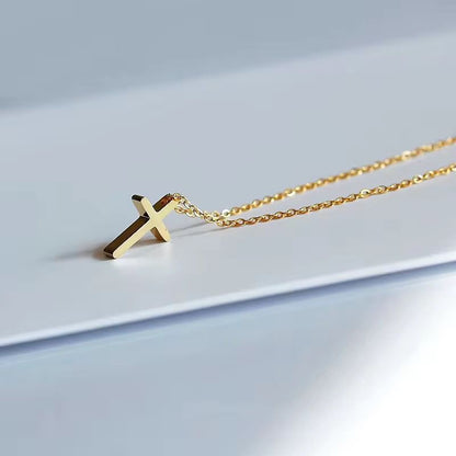 NSJ08E Dainty Cross Necklace - 18k Gold PVD plated 316 stainless steel - Anti tarsi