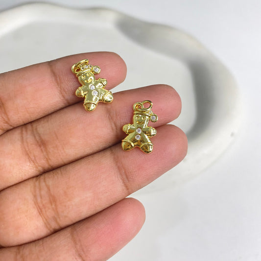 SS 1182 Snowman Christmas Zircon charm 18k gold plated ( 1 pc ) Anti tarnish ( 14.5:10 mm )