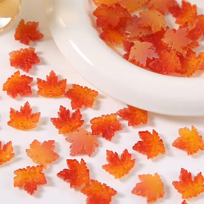 BBB 300 (b) Orange Dual Tone Autumn Leaves glass bead ( 1 pc ) Lampwork Bead ( 16 mm )