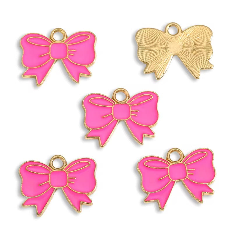 EC07P Bow enamel charm ( 1 pc ) High quality shine ( 14:18 mm )