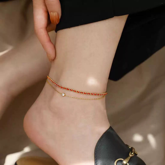 AKJ03E Anklet  - 18k Gold PVD plated