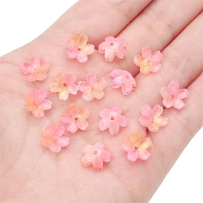 BBB 004 (d) Pinkish Yellow Mini Sakura flower glass bead ( 1 pc ) Lampwork Bead ( 11 mm )