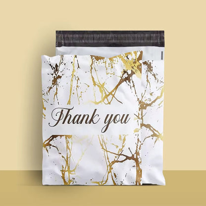 Thank You Marble Poly Mailer Bag -  Waterproof & Double Sided - Designer Premium Packaging ( 10:13 inch )