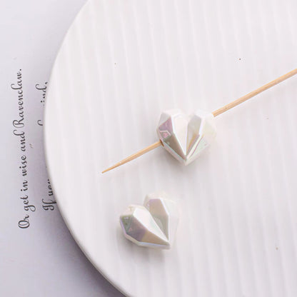 BBB 212 (f) White Heart 3D Acrylic bead ( 1 pc ) UV Plated ( 20:21 mm )