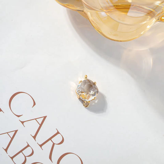BBB 204 (C) Transparent square Zircon Connector 14k gold plated ( 1 pc ) - anti tarnish