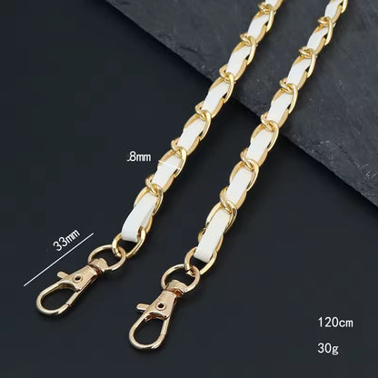 BBB 272 (c) White Handbag Shoulder Strap - Chain and leather Bag Hardware ( 1 pc ) ( 120 cm )
