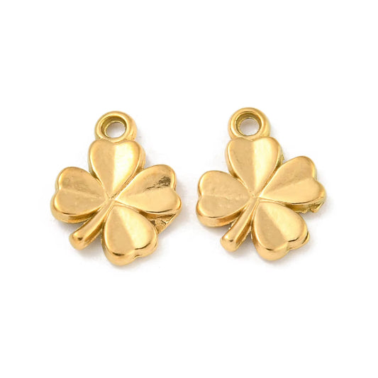 SS 3020 Clover Leaf Charm 18K Gold PVD plated stainless steel ( 1 piece ) Anti tarnish ( 8 mm )