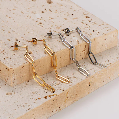 SS 2812 Paper clip studs - 18k gold plated stainless steel ( 2 pc ) anti tarnish