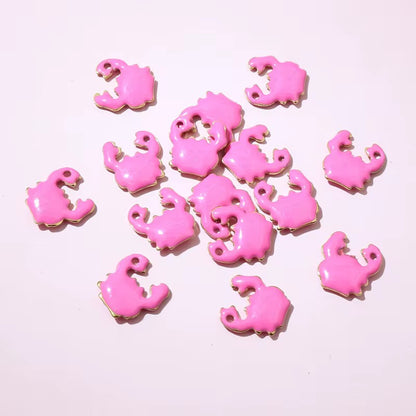 SC10M2 Pink Crab Enamel Tiny Charm 18K Gold PVD plated 316 stainless steel ( 1 piece ) Anti tarnish ( 10:10 mm )